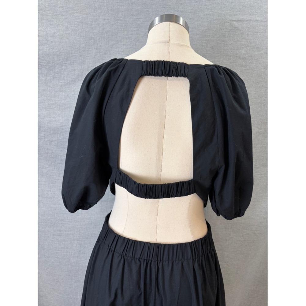 Abercrombie & Fitch Black Open Back Puff Sleeve Maxi Dress M - Picture 7 of 11